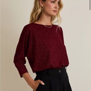NWT Elegant Burgundy shimmer Women's Top